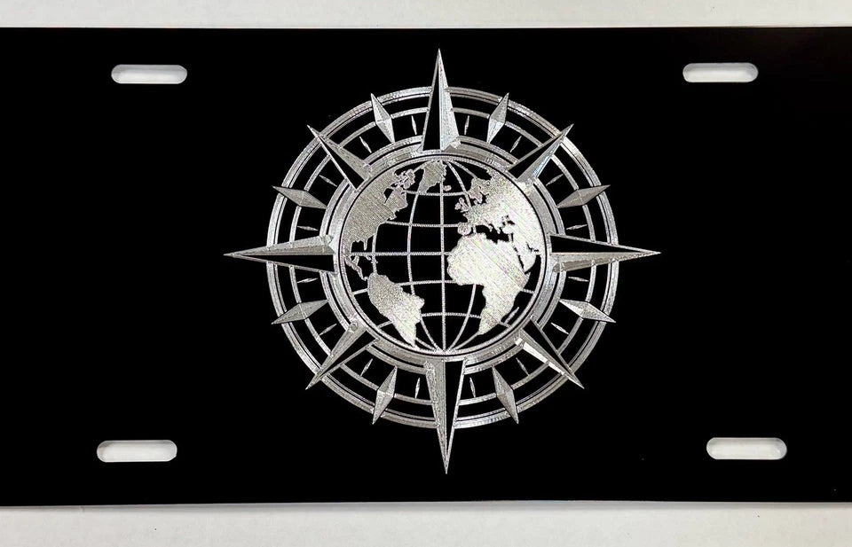 World Compass Car Tag