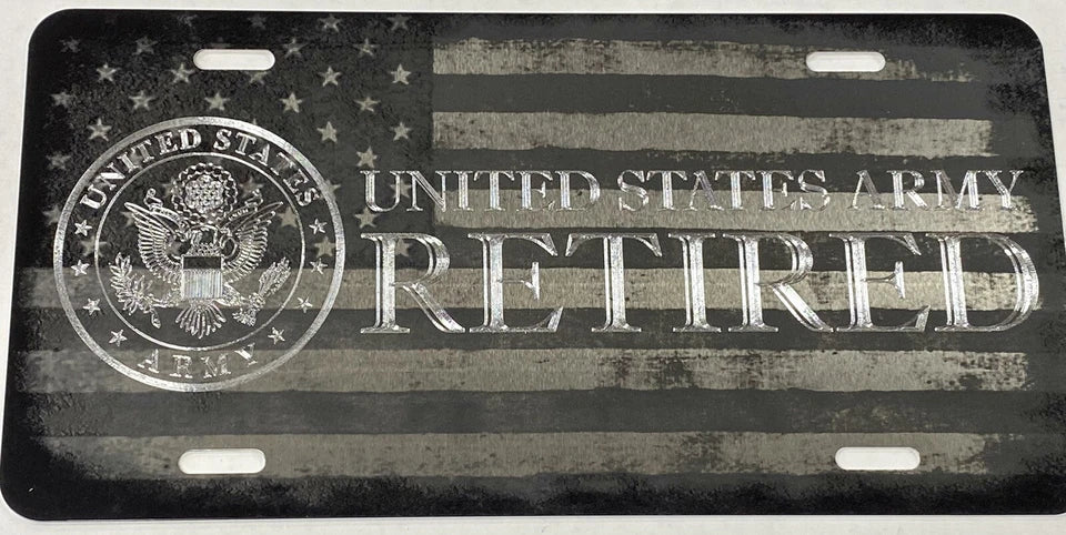 Combo Laser & Diamond Engraved US Army Retired Tag