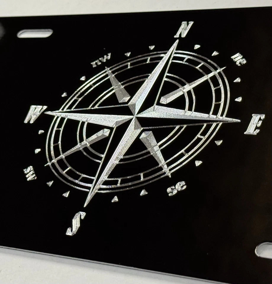 Engraved Compass Car Tag