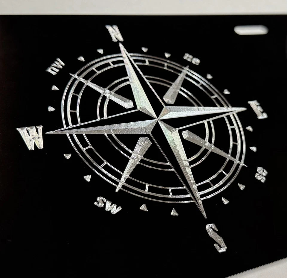 Engraved Compass Car Tag