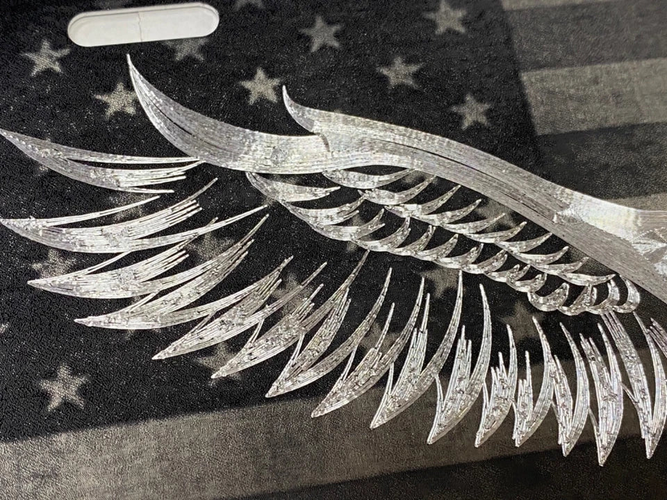 Combo Laser Engraved US American Flag Car Tag
