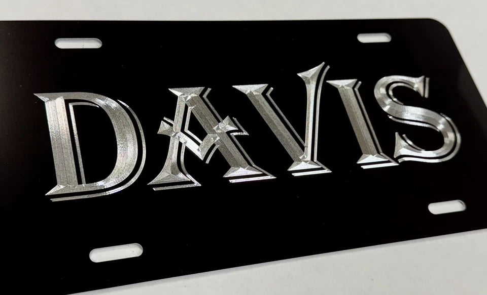 Custom Name or Text #7 Diamond Etched on Aluminum License Plate, Car Tag