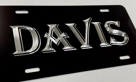 Custom Name or Text #7 Diamond Etched on Aluminum License Plate, Car Tag