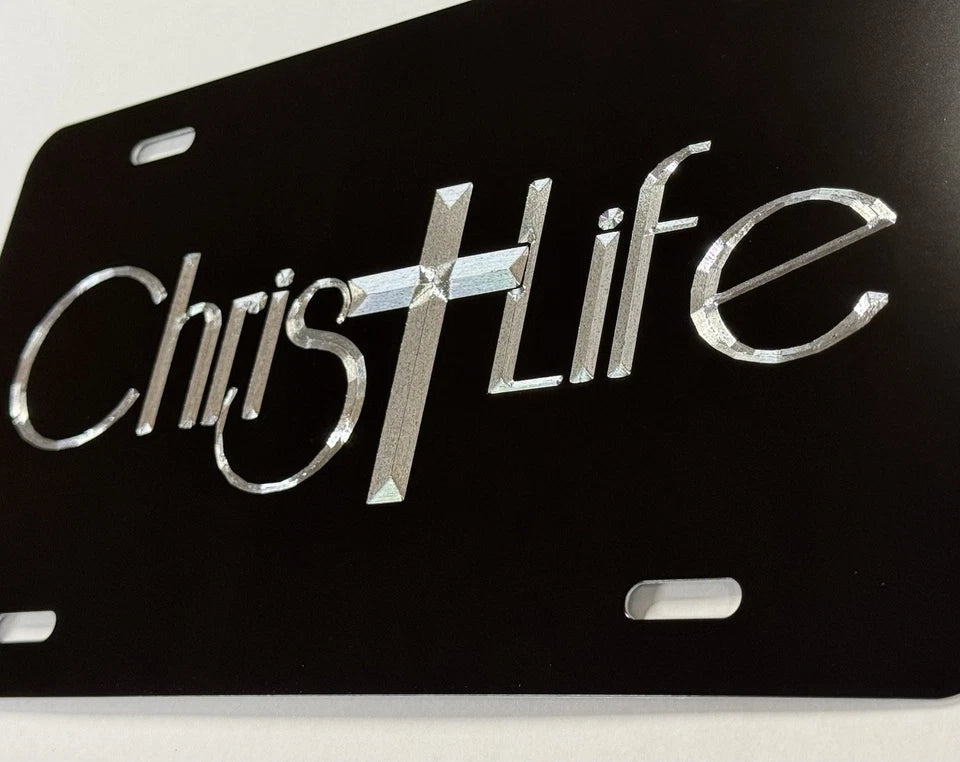 Deep Engraved Christ Life Christian Car Tag