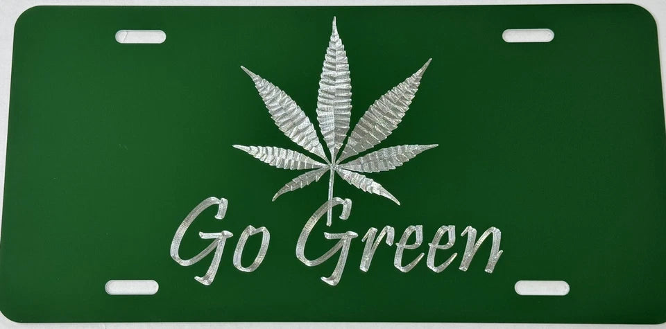 Go Green Marijuana Weed Pot Car Tag