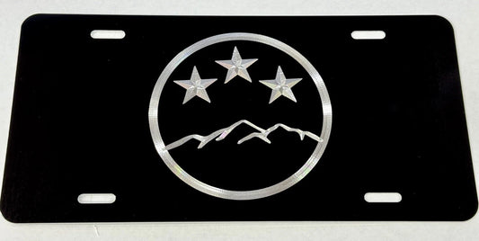 Engraved Tennessee TN State Flag Mountains Diamond Etched License Plate Car Tag
