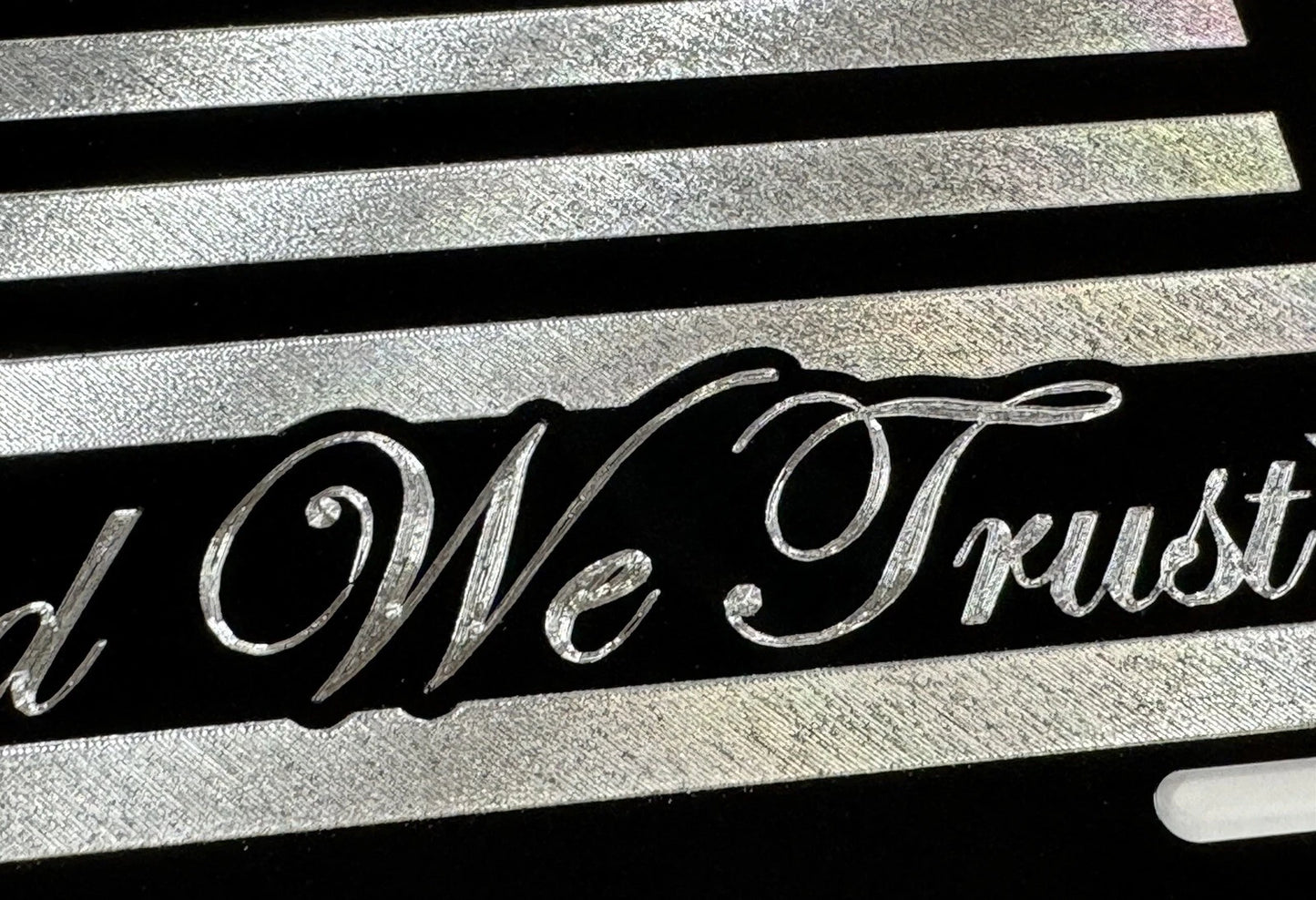 Engraved In God We Trust US USA Flag Diamond Etched Black Car Tag License Plate