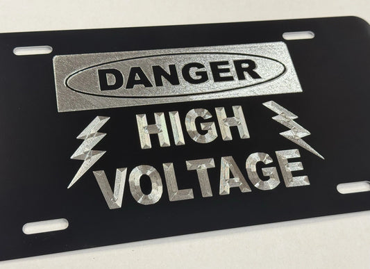Engraved Danger High Voltage Car Tag