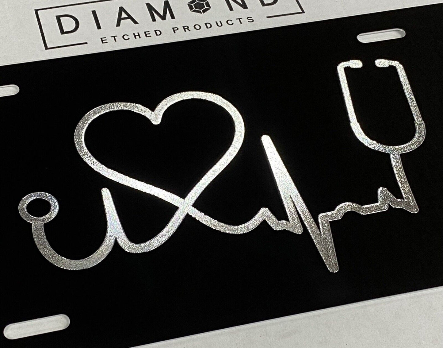 Engraved Nurse Heartbeat Car Tag