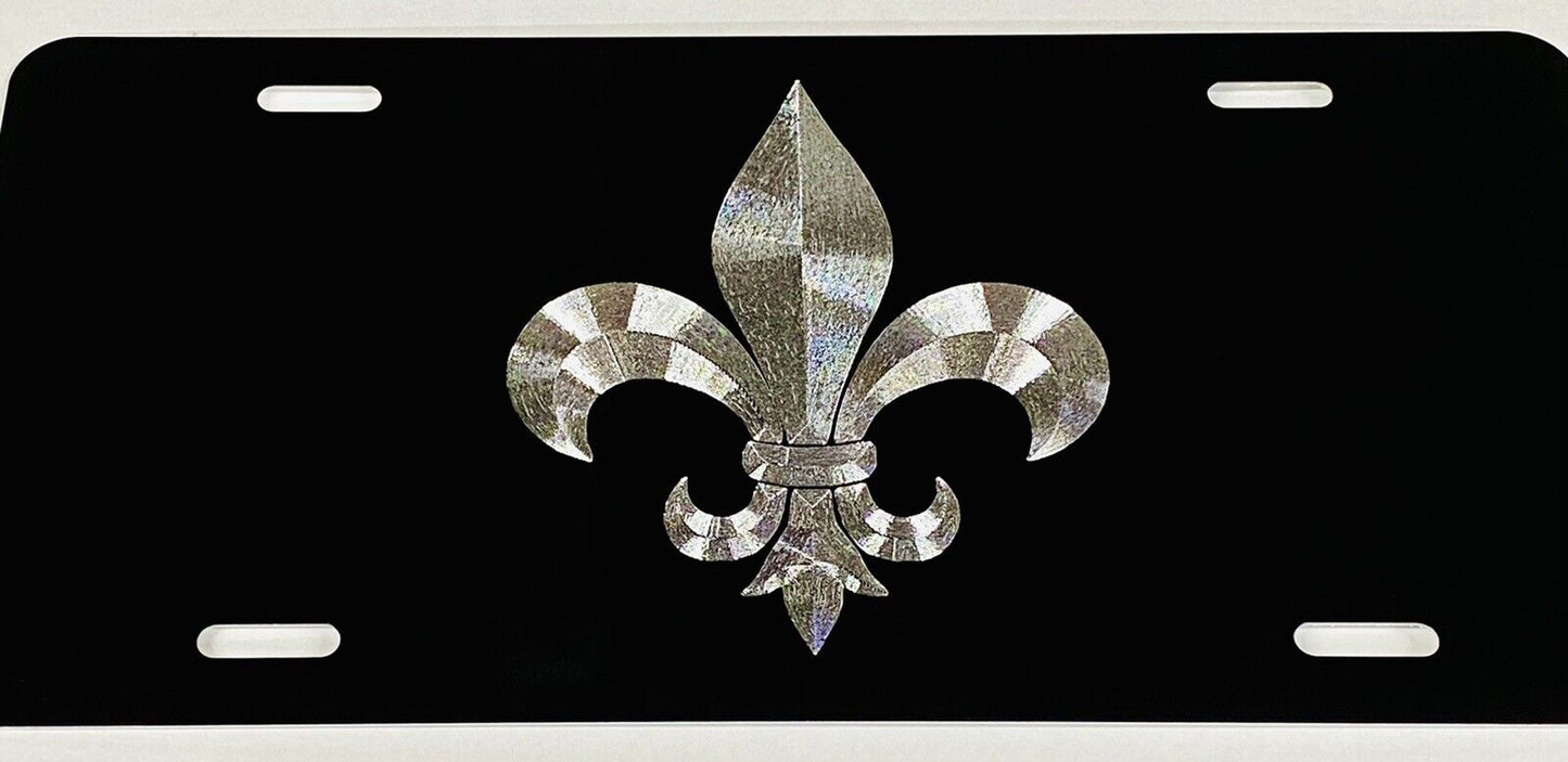 Engraved Fleur De Lis Symbol Car Tag