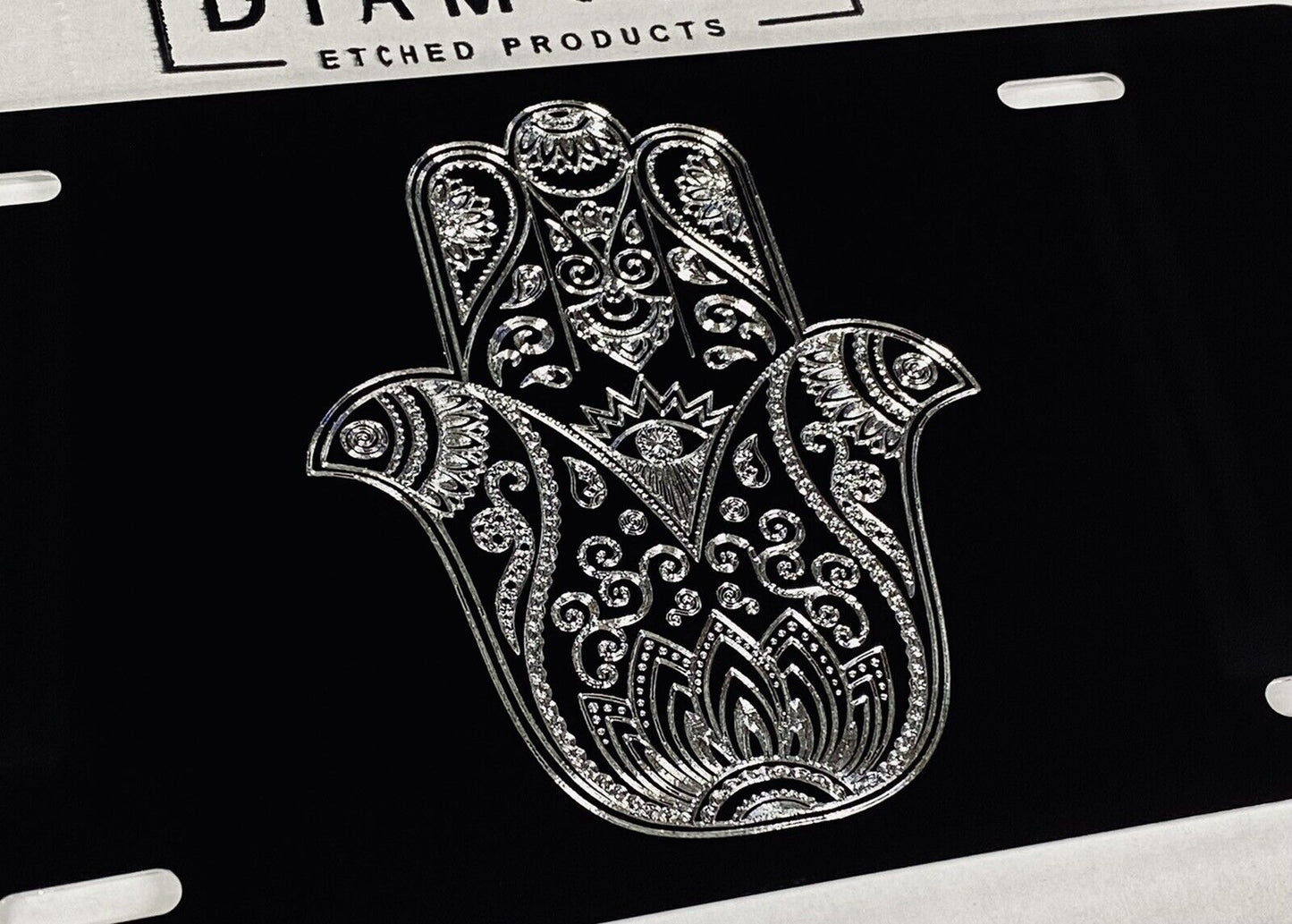 Real Engraved Hamsa Hand Car Tag