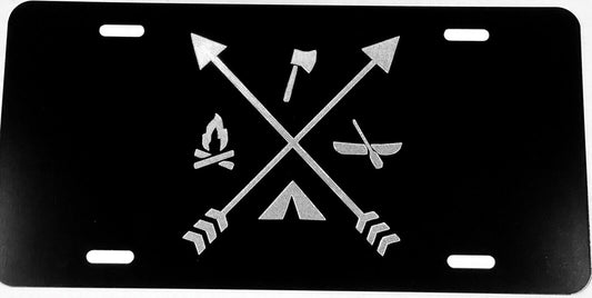 Camping Arrows Car Tag