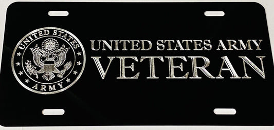 Bold Engraved US Army Vet Veteran Car Tag