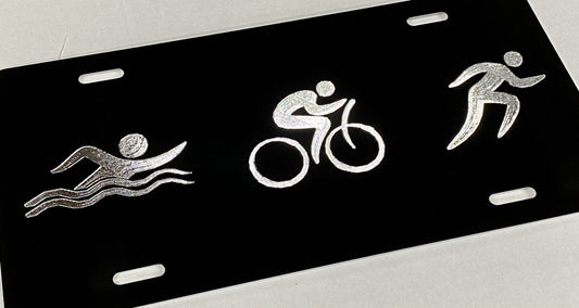 Engraved Triathlon Car Tag