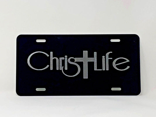 Deep Engraved Christ Life Christian Car Tag