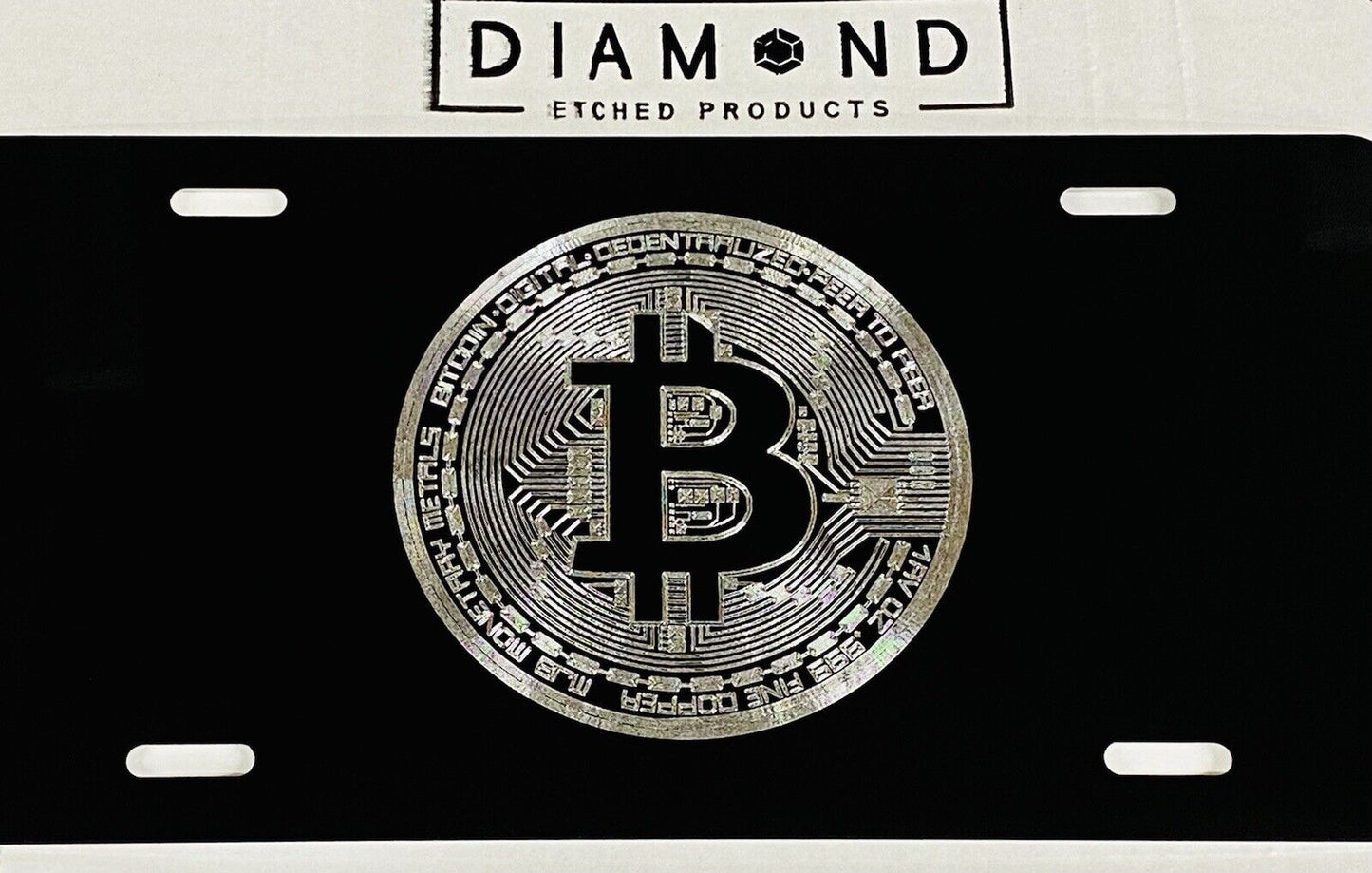 Engraved Bitcoin Symbol Cryptocurrency Car Tag