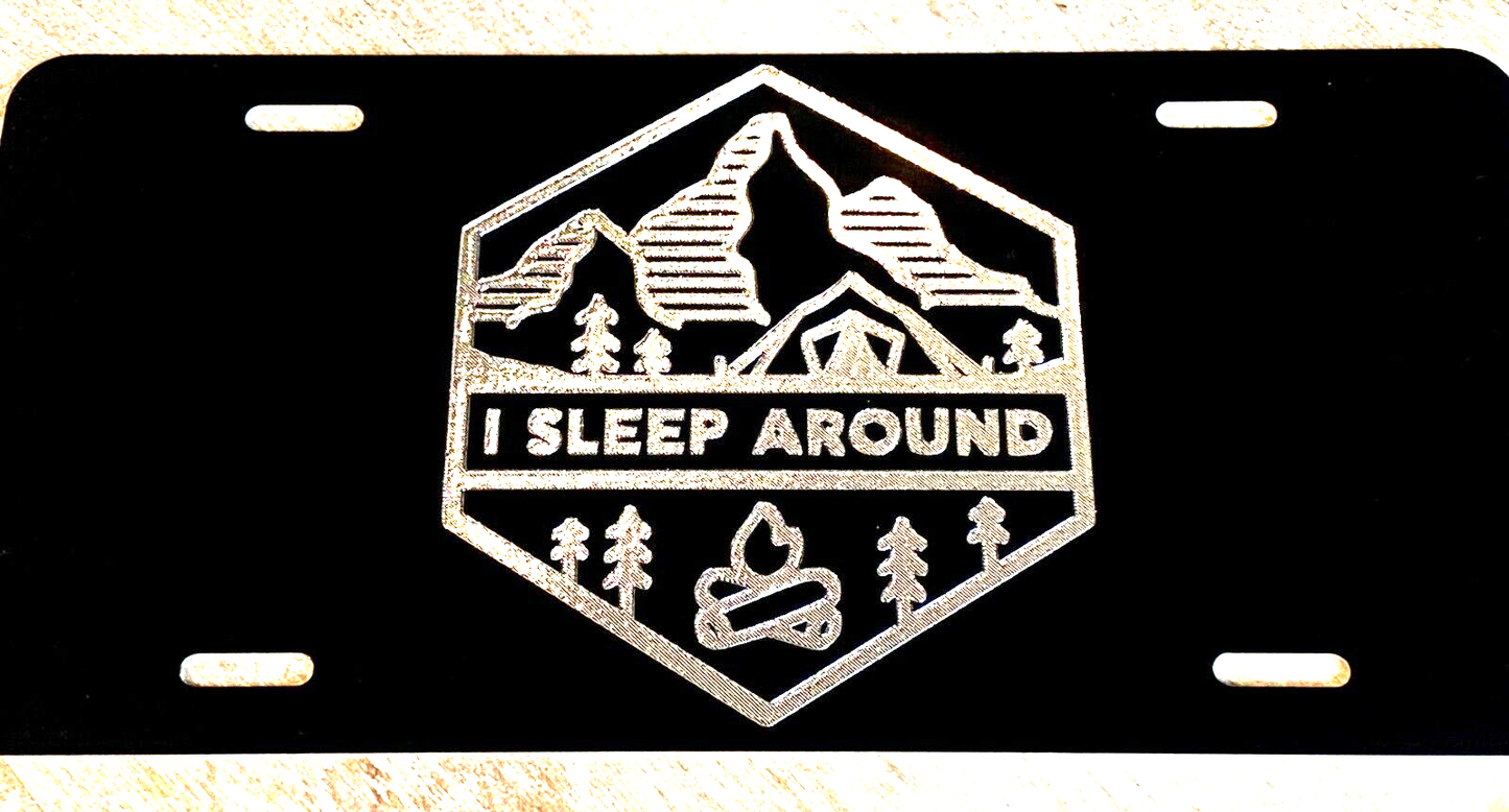 I Sleep Around Camping Car Tag