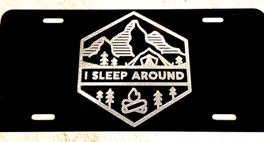 I Sleep Around Camping Car Tag