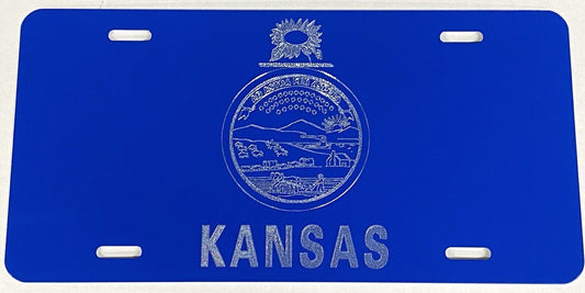 Engraved Kansas State Flag Car Tag