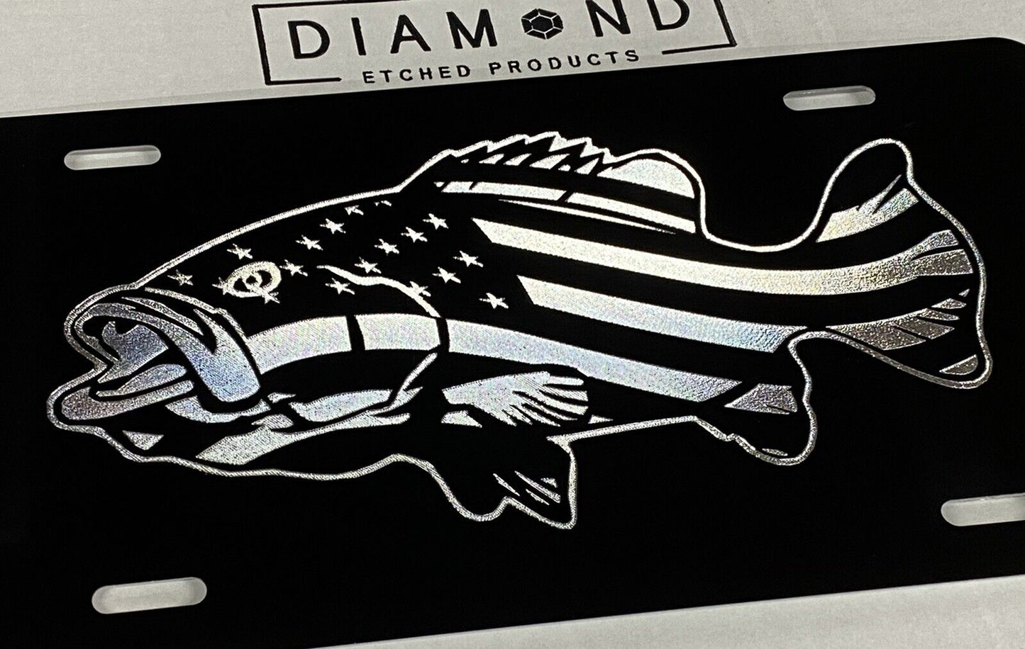 Engraved Bass Fish Fishing USA Car Tag