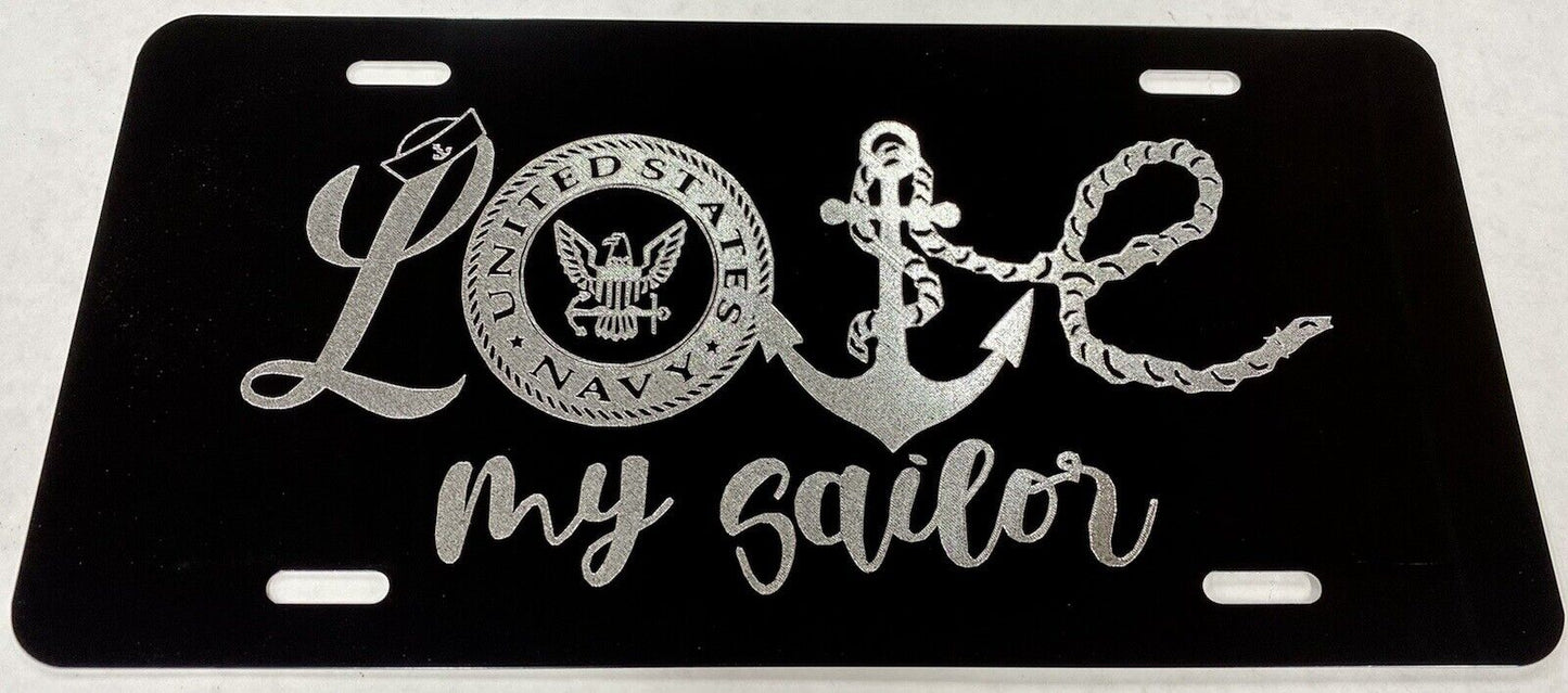 Love My Navy Sailor Car Tag