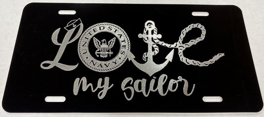 Love My Navy Sailor Car Tag