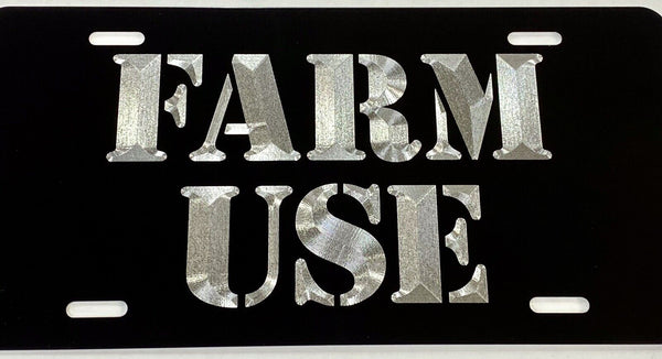 Silver Engraved Farm Use Black Car Tag – Diamond Etched Products