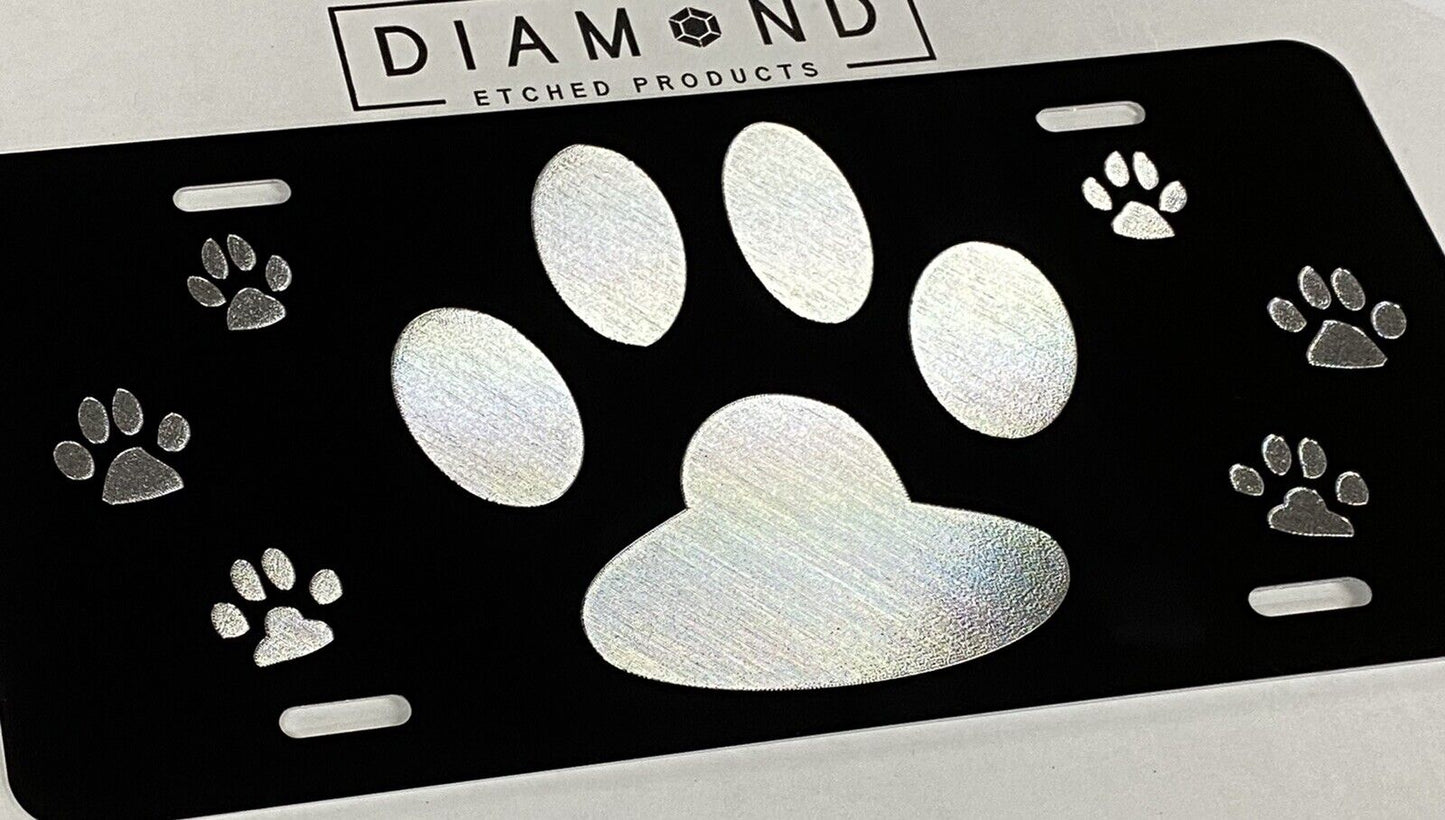 Engraved Doggie Dog Puppy Paw Car Tag