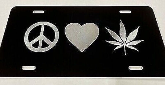 Peace Love Weed Pot Car Tag