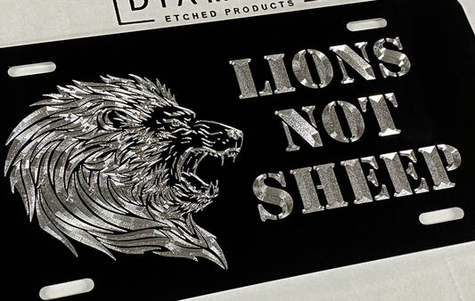 Engraved Lions Not Sheep Lion Car Tag