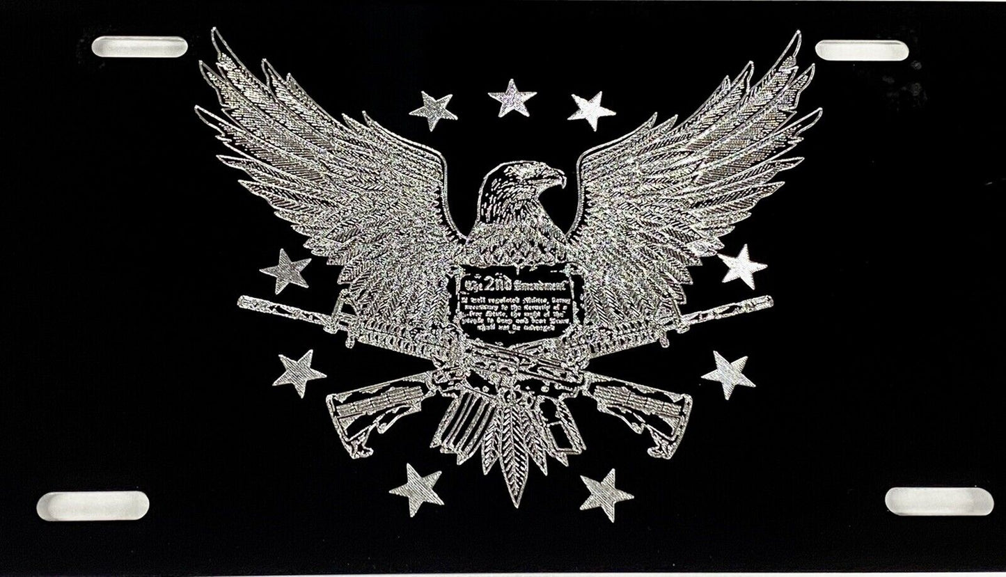 ENGRAVED 2nd Amendment Eagle Car Tag