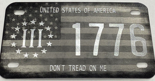 US Flag 1776 Don’t Tread On Me 7x4 Metal Motorcycle Tag