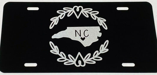 NC North Carolina Heart Vine Car Tag