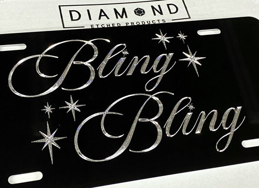 Engraved Bling Bling Sparkle Car Tag