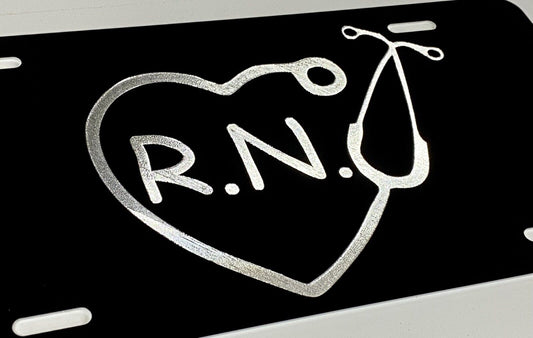 Engraved REGISTERED NURSE RN Heart Car Tag