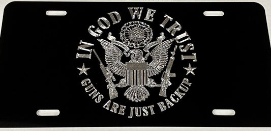 Engraved In God We Trust Guns 2nd Amendment Car Tag