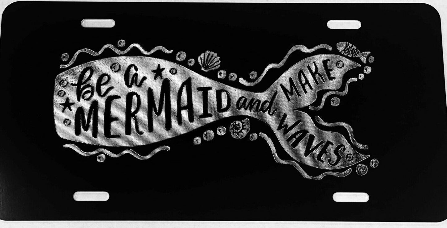 Deep Engraved Mermaid Tail Car Tag