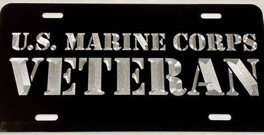 Engraved USMC US Marine Corps Veteran Car Tag