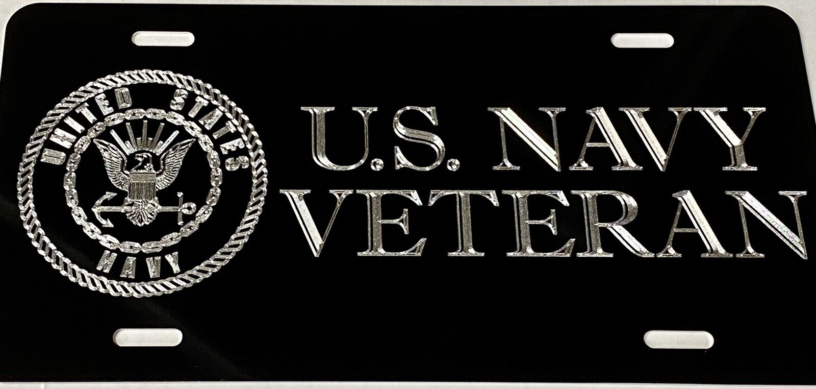 Engraved US Navy USN Veteran Car Tag – Diamond Etched Products