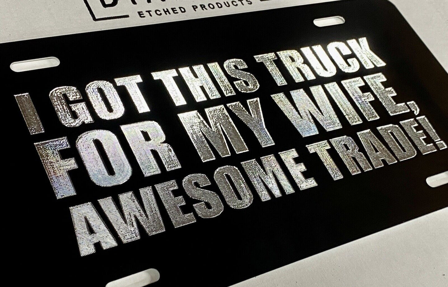 Engraved Truck for Wife Car Tag