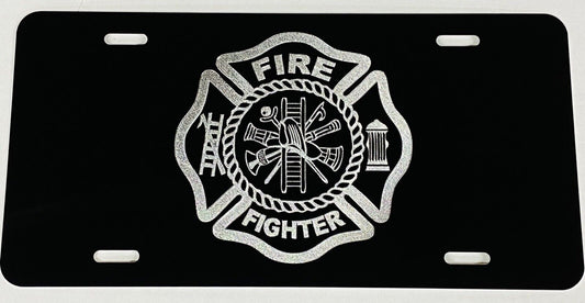 Firefighter Crest Engraved Car Tag