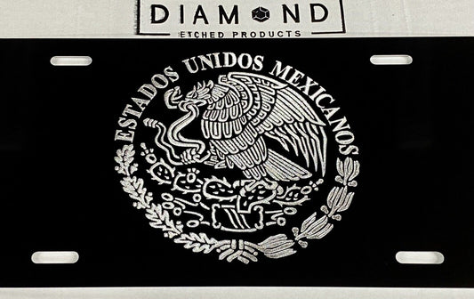 Engraved Mexican Eagle Mexico Coat Of Arms Car Tag