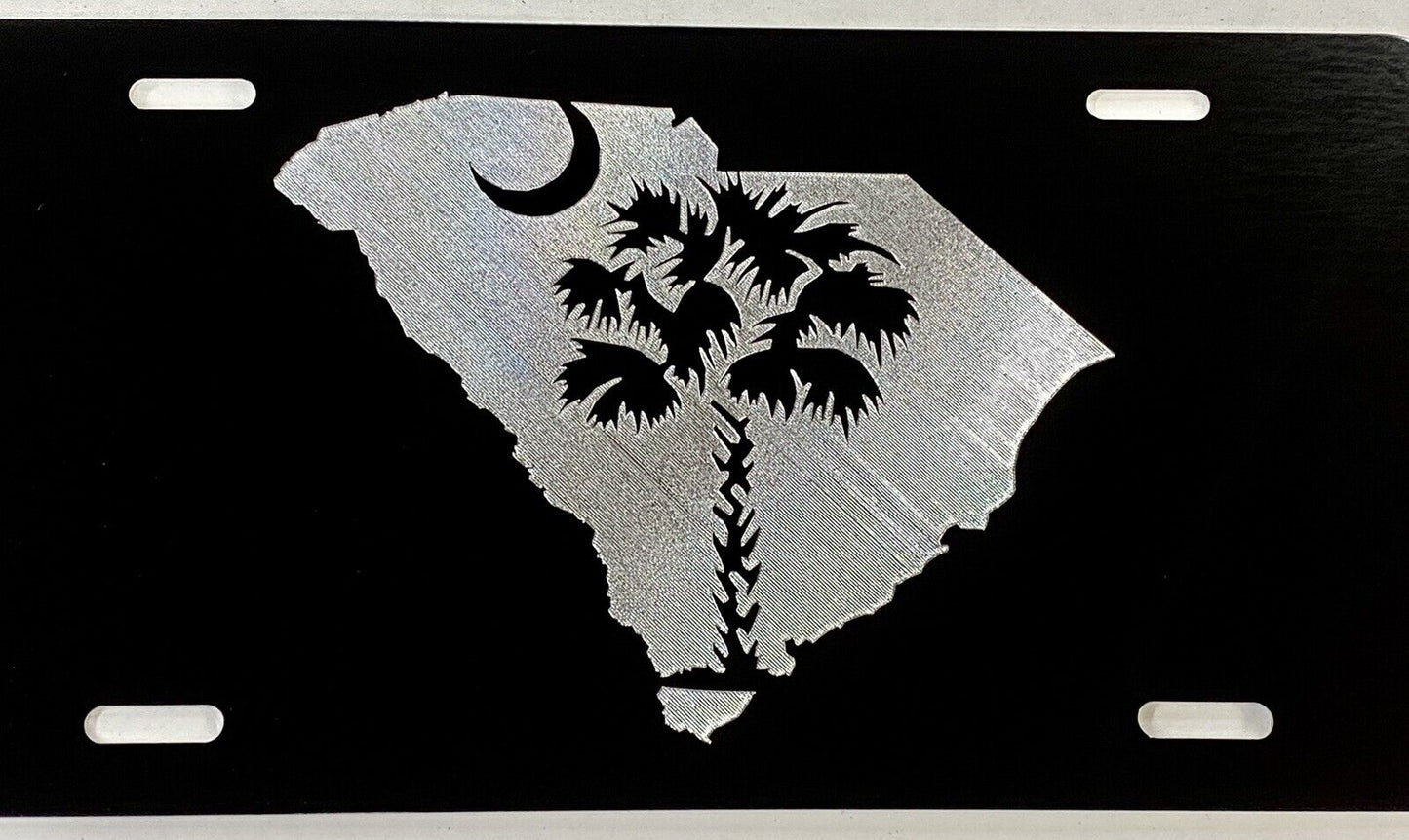 Engraved Solid SC Palm Palmetto Tree Car Tag