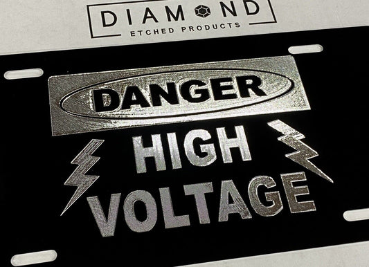 Engraved Danger High Voltage Car Tag