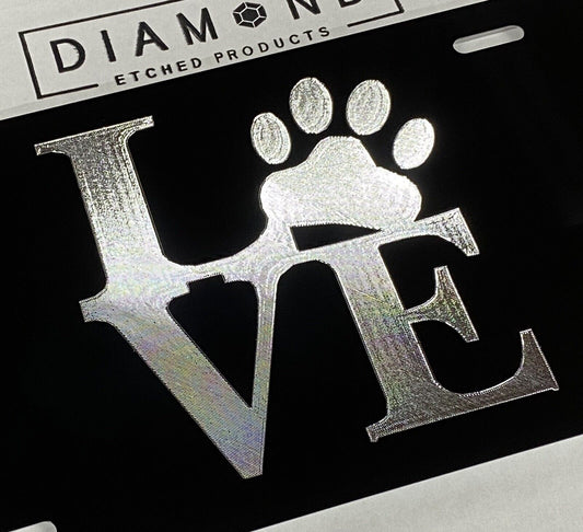 Engraved Love Dog Puppy Paw Car Tag