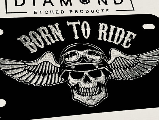 Engraved Born To Ride 7x4 Motorcycle Bike Tag