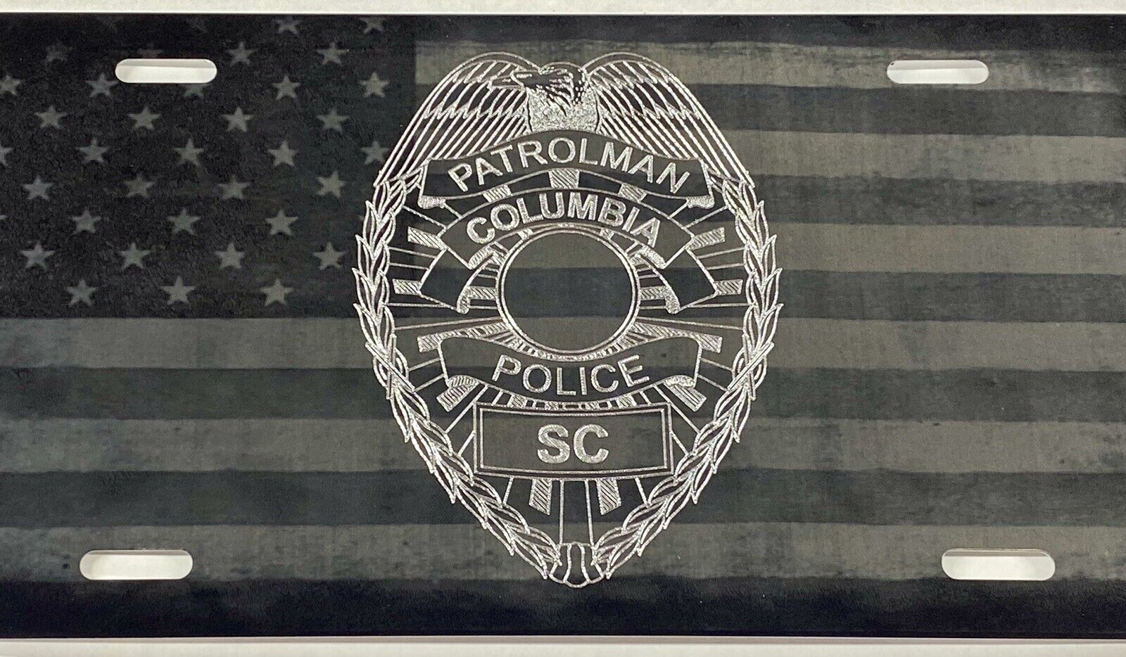 Police Tag Combo Laser Engraved & Diamond Etched Custom Police Badge Car Tag ...
