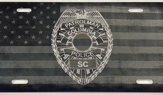 Combo Laser Engraved & Diamond Etched Custom Police Badge Car Tag