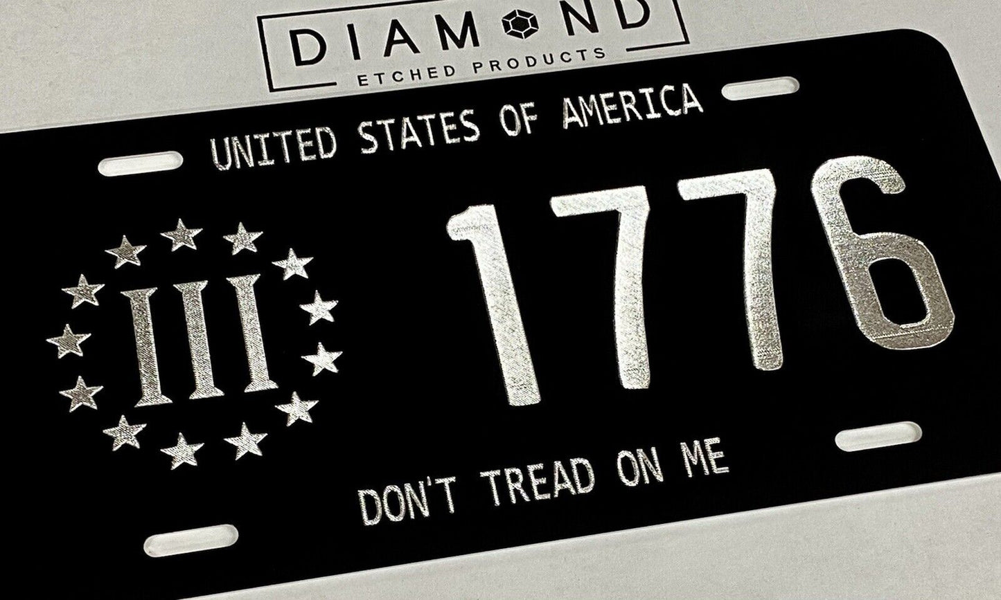 Don't Tread On Me 1776 Patriotic Car Tag