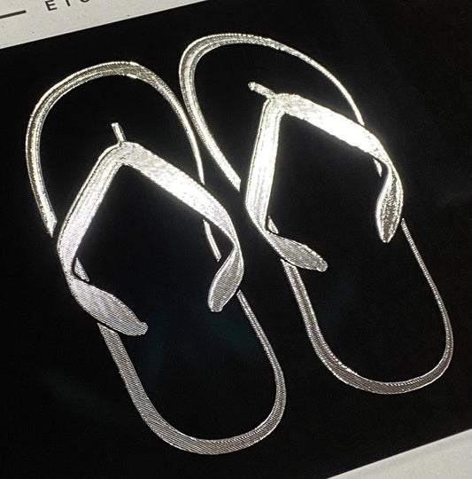 Silver Engraved Flip Flops Car Tag